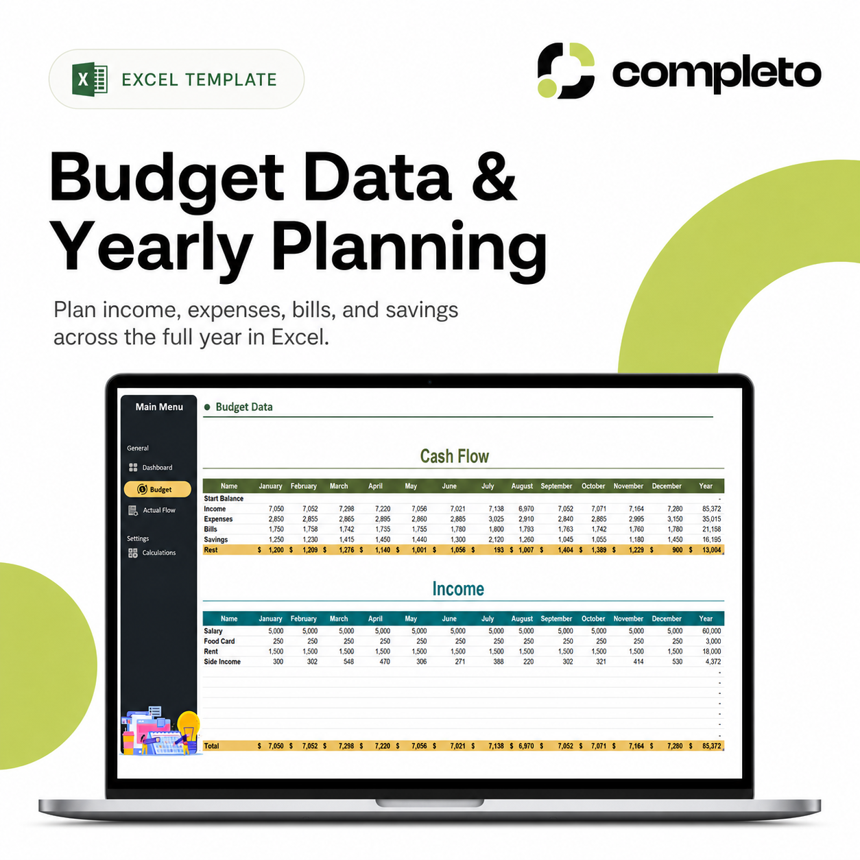 Annual Personal Budget Planner – Excel preview 2