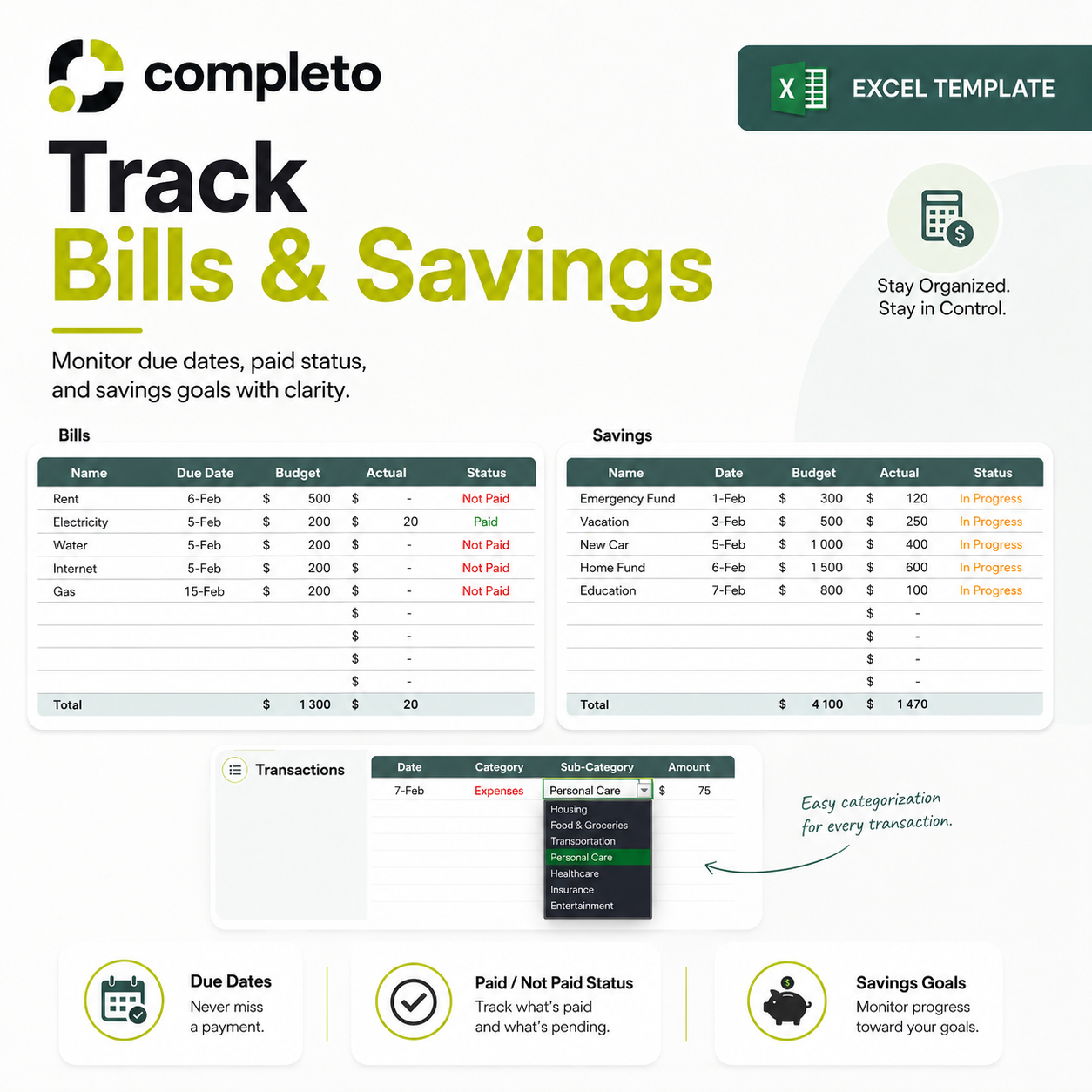 Monthly Budget Dashboard Excel Template with Dashboard preview 4